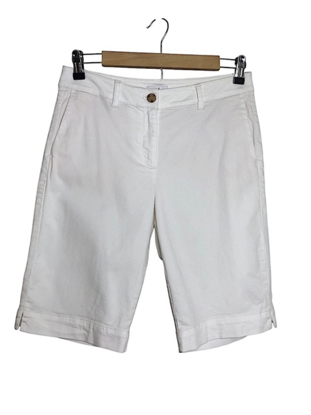 Jjill Women’s Soft Stretchy Cotton White Casual Sumer Vacation Bermuda Shorts 4
